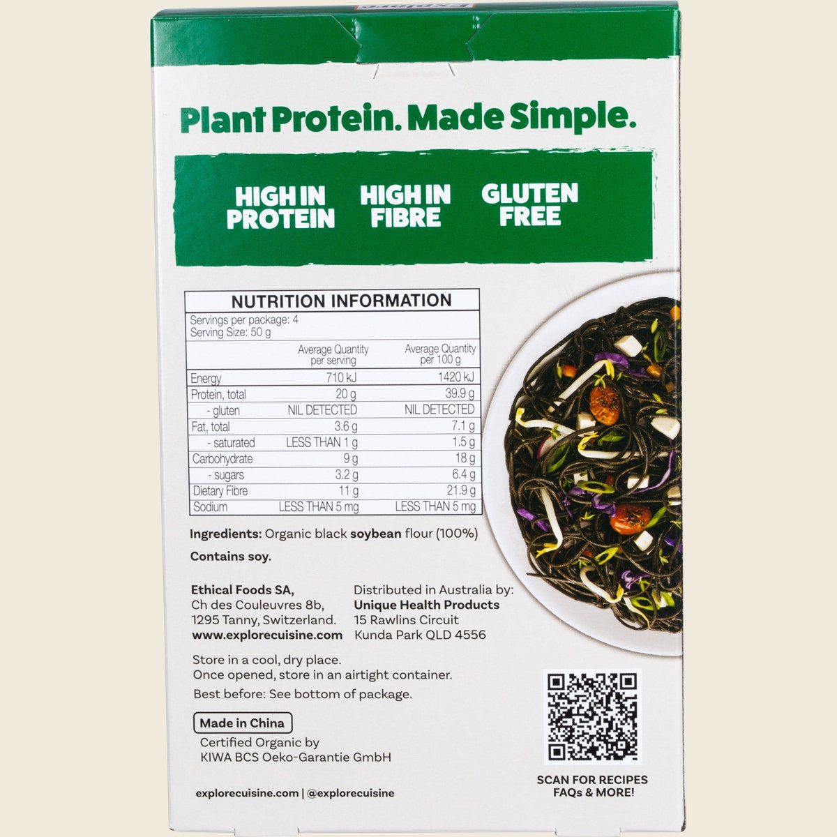 Explore Cuisine Organic Black Bean Spaghetti 200g