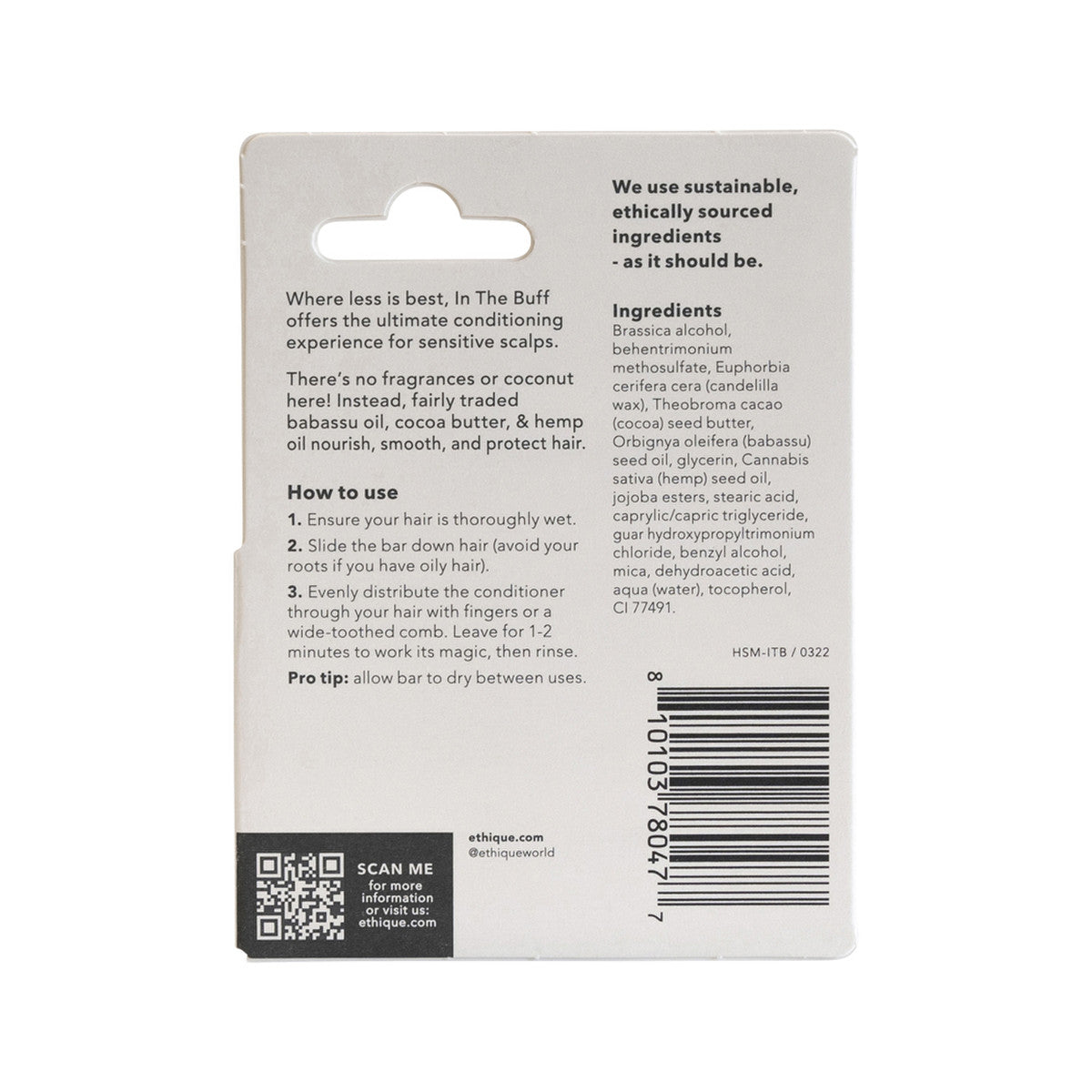 Ethique Bar Conditioner Solid In The Buff (For Sensitive Scalps) Unscented 15g