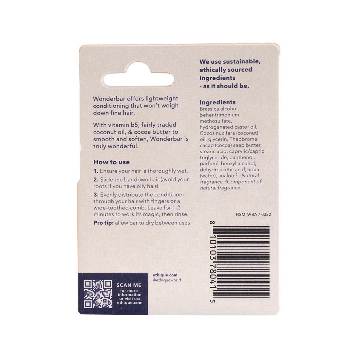Ethique Bar Conditioner Lightweight Solid Wonderbar (For Oily To Balanced Hair) 15g