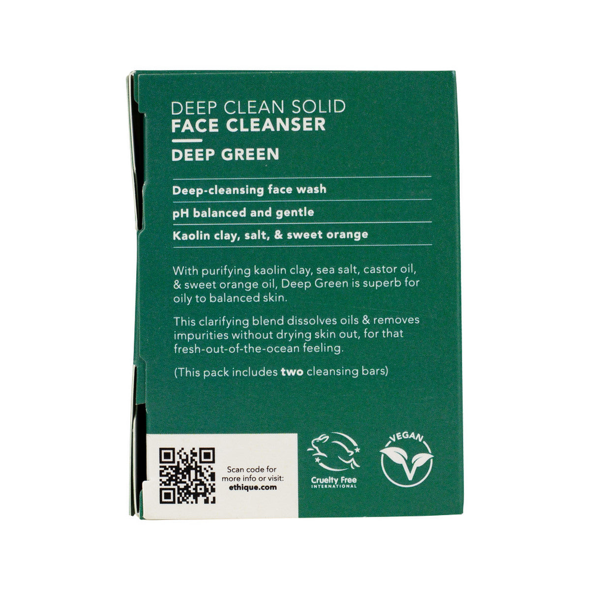 ETHIQUE Solid Face Cleanser Bar Deep Green 100g