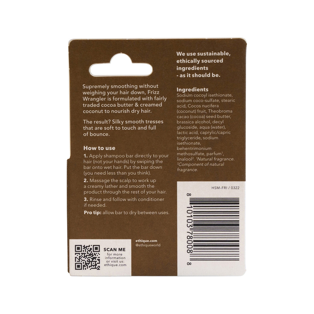 Ethique Bar Shampoo Soothing Solid Frizz Wrangler (Nourishes Dry Hair) 15g