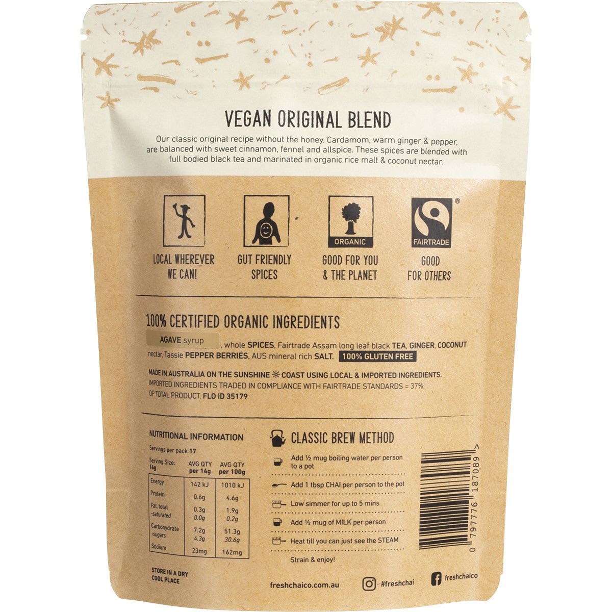 THE FRESH CHAI CO Vegan Original Blend Long Soaked Chai 250g