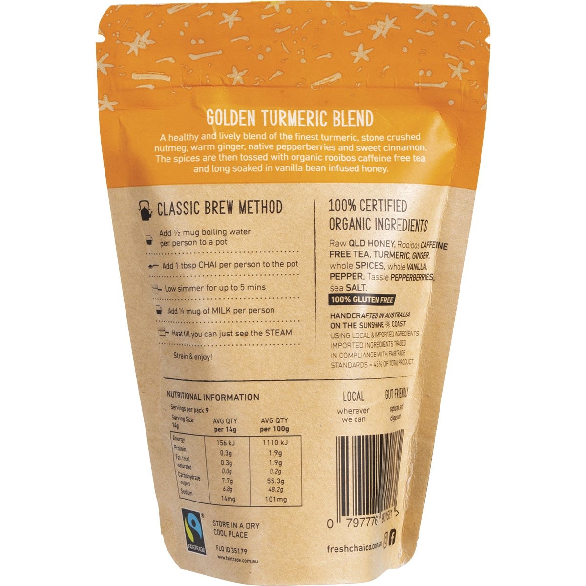 THE FRESH CHAI CO Golden Turmeric Blend Honey Soaked Chai 125g