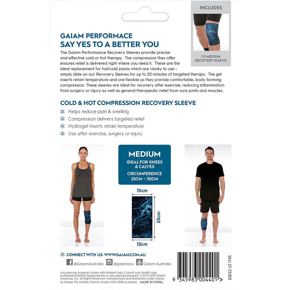 Gaiam Cold & Hot Compression Recovery Sleeve Medium