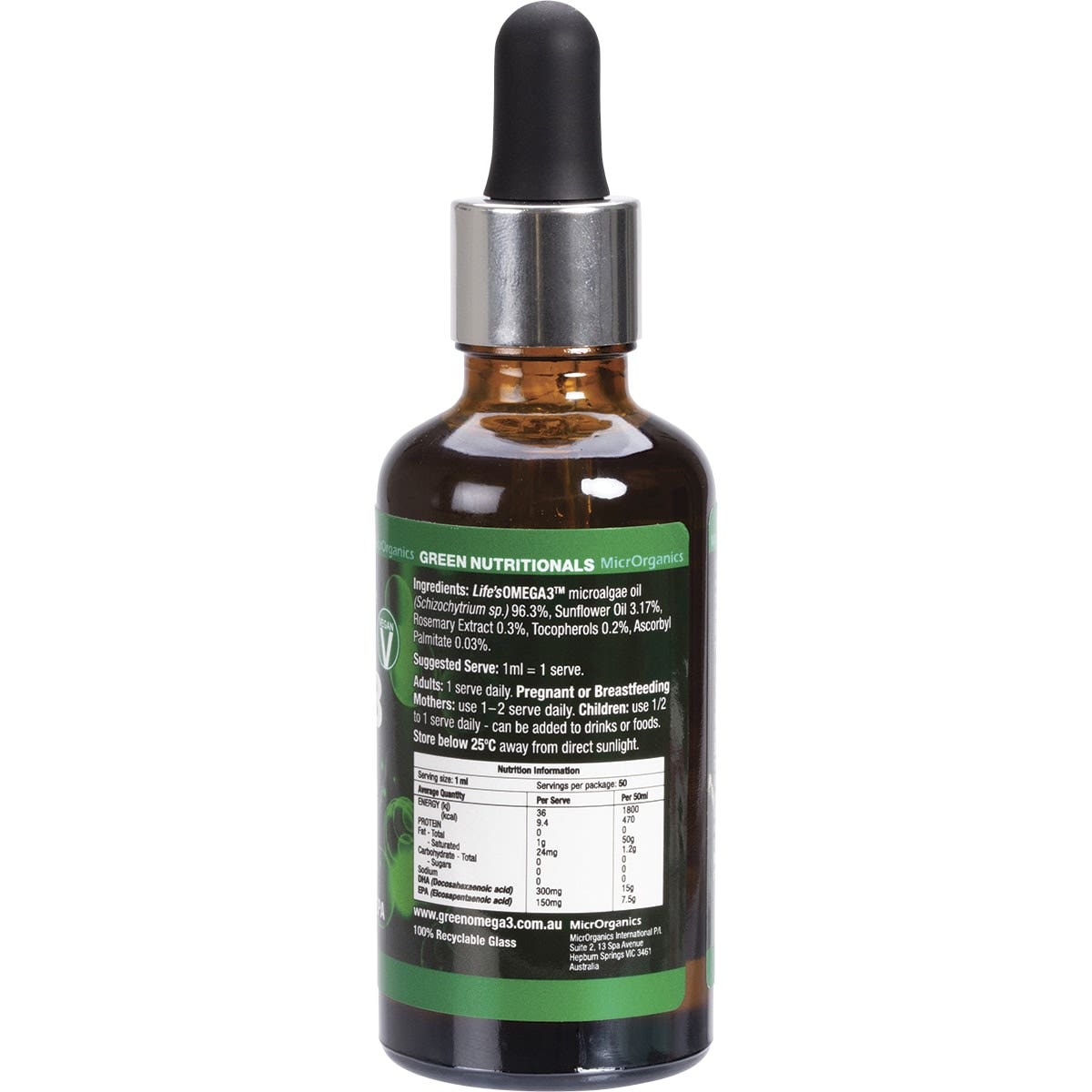 GREEN NUTRITIONALS Green Omega3 Vegan Drops (300mg DHA+150mg EPA) 50ml