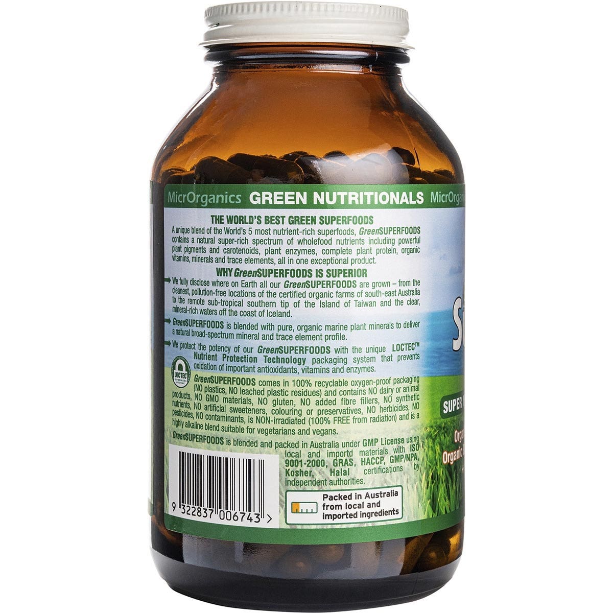 Green Nutritionals Organic Green Superfoods Vegan Capsules (600mg) 250