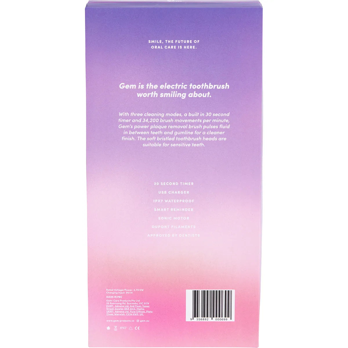 GEM Electric Toothbrush Rose 1