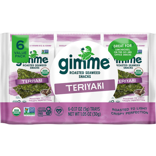 GIMME Roasted Seaweed Snacks Teriyaki - 6 Pack 6x5g
