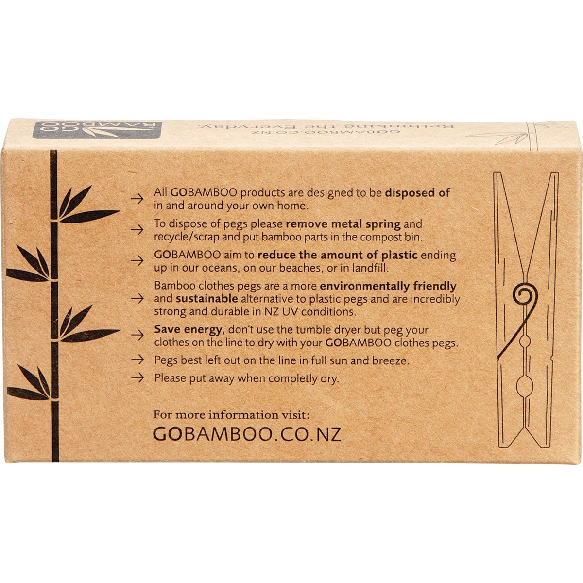 GO BAMBOO Clothes Pegs Biodegradable Bamboo 20