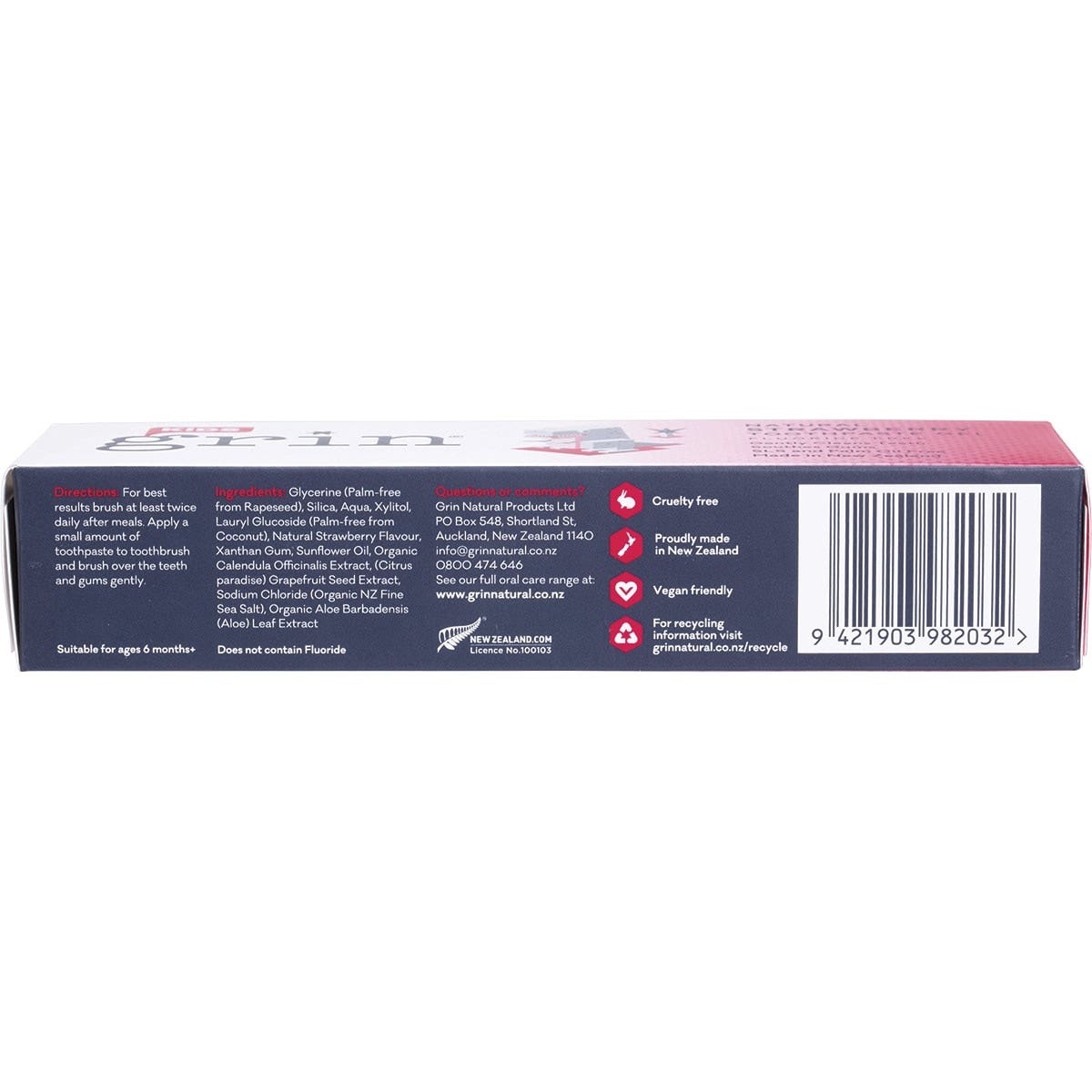 Grin Natural Strawberry Kid's Toothpaste (Fluoride Free) 70g