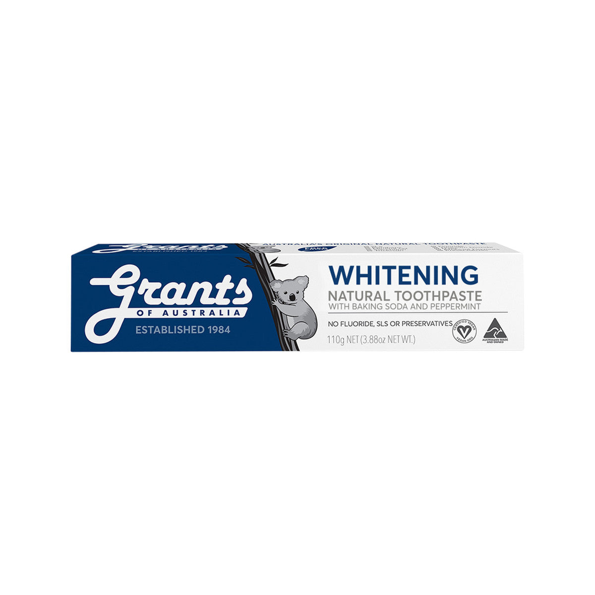 Grants Of Australia Natural Toothpaste Whitening with Baking Soda & Peppermint 110g