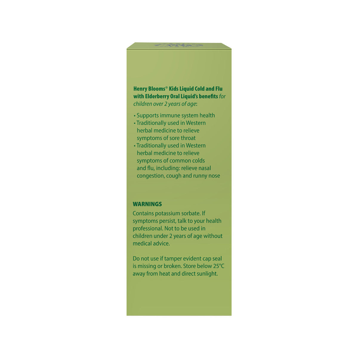 Henry Blooms Kids Liquid Cold & Flu with Elderberry Orange 100ml