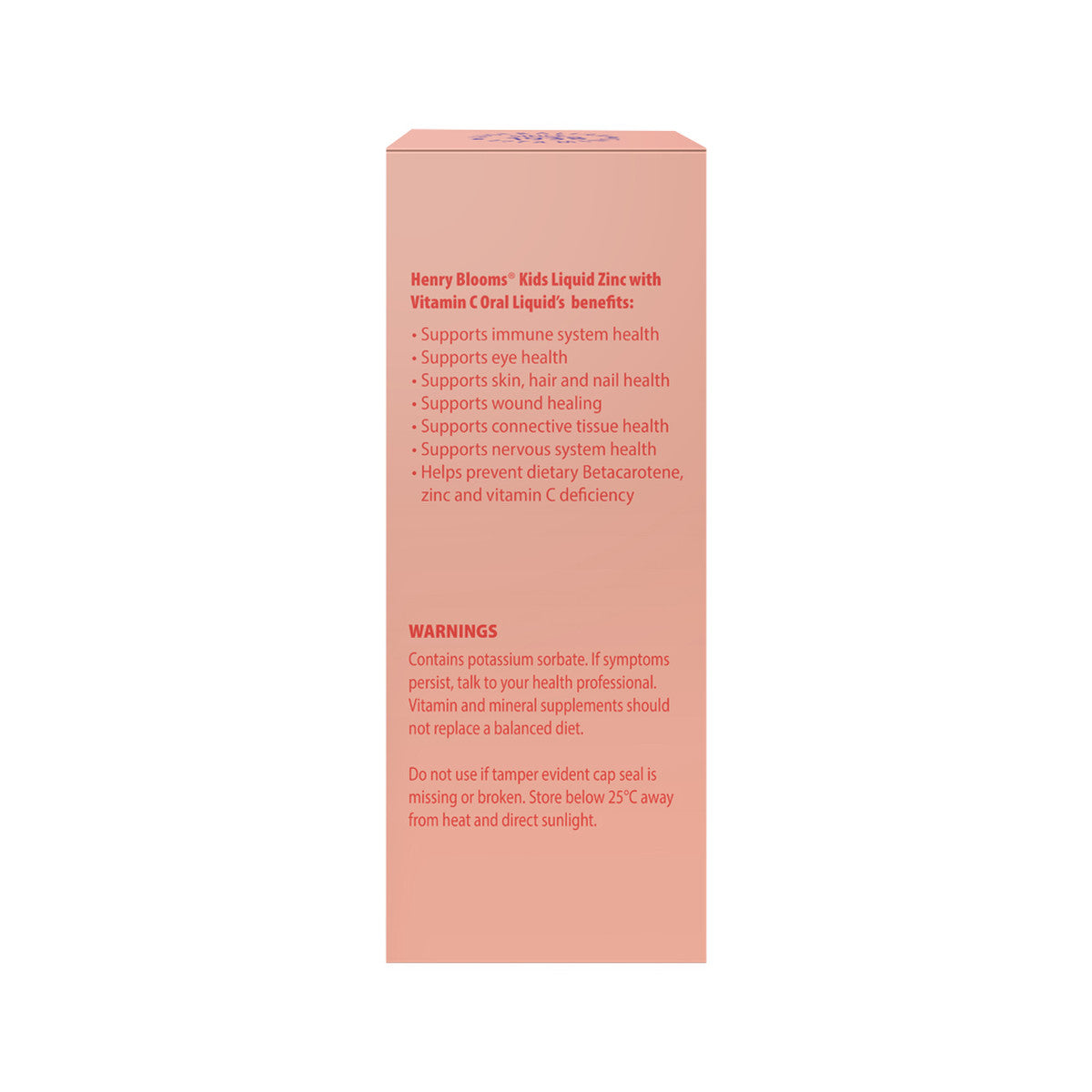 Henry Blooms Kids Liquid Zinc with Vitamin C Orange 100ml