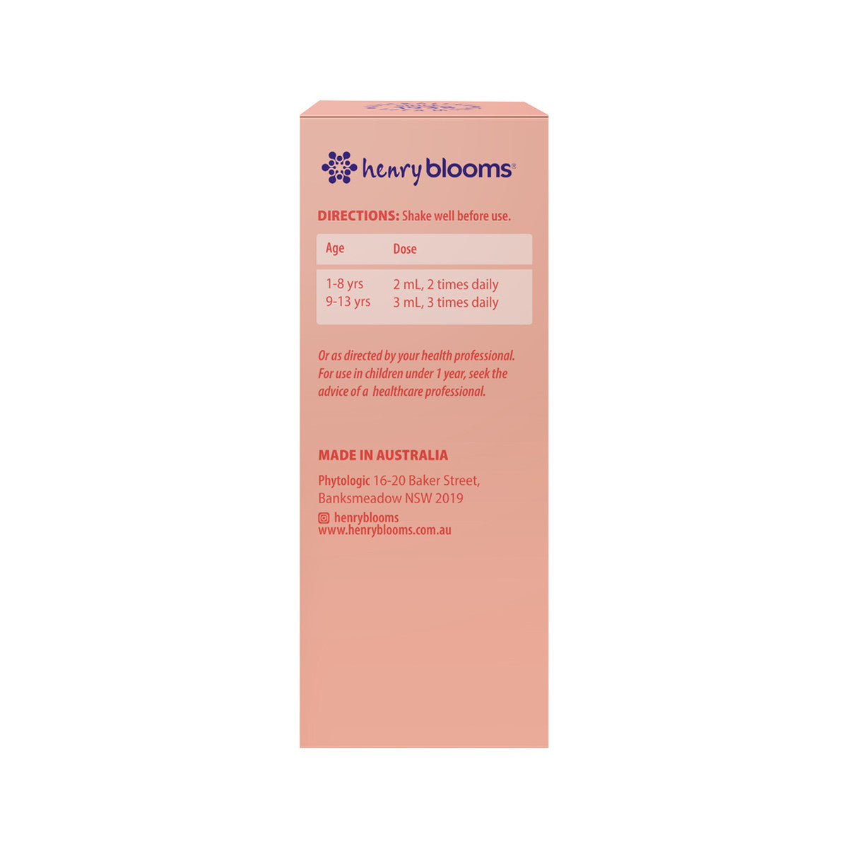Henry Blooms Kids Liquid Zinc with Vitamin C Orange 100ml