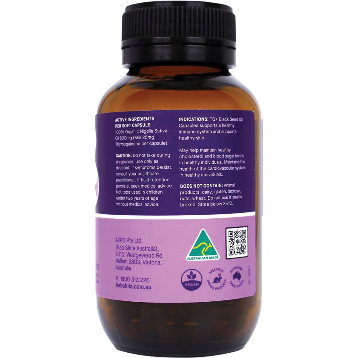 HAB SHIFA TQ+ Activated Black Seed Oil Vegecapsules 120