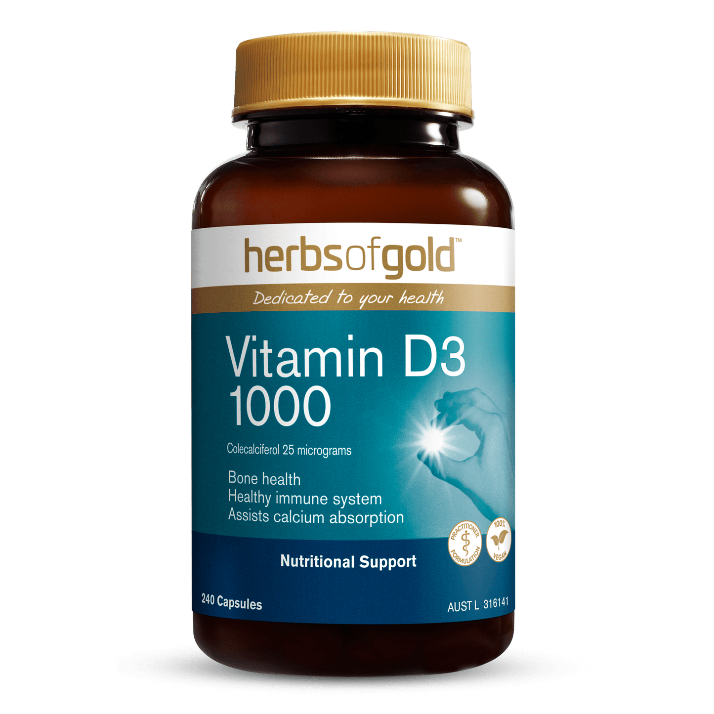 Herbs of Gold Vitamin D3 1000 240c