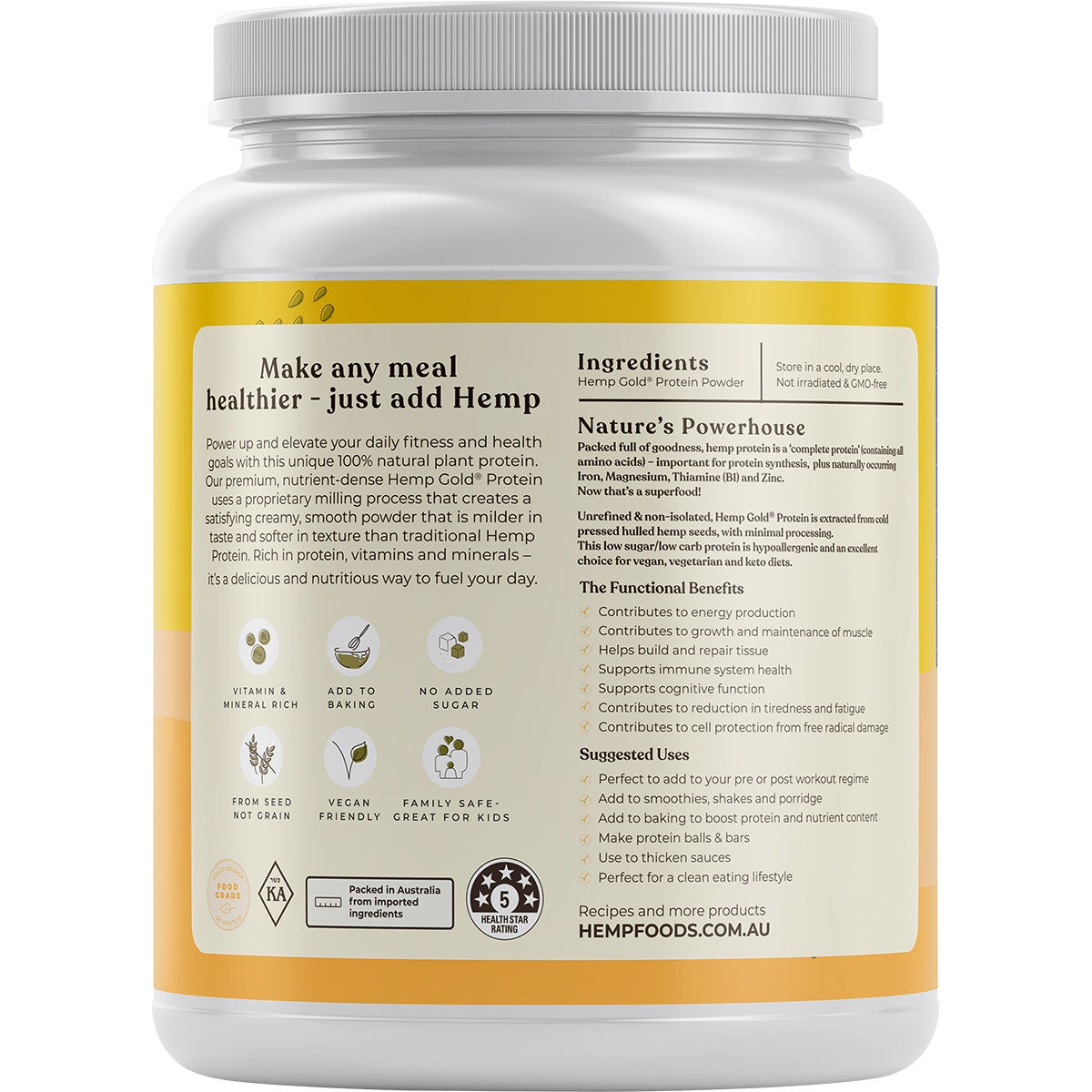 ESSENTIAL HEMP Organic Hemp Gold Protein 1.5kg