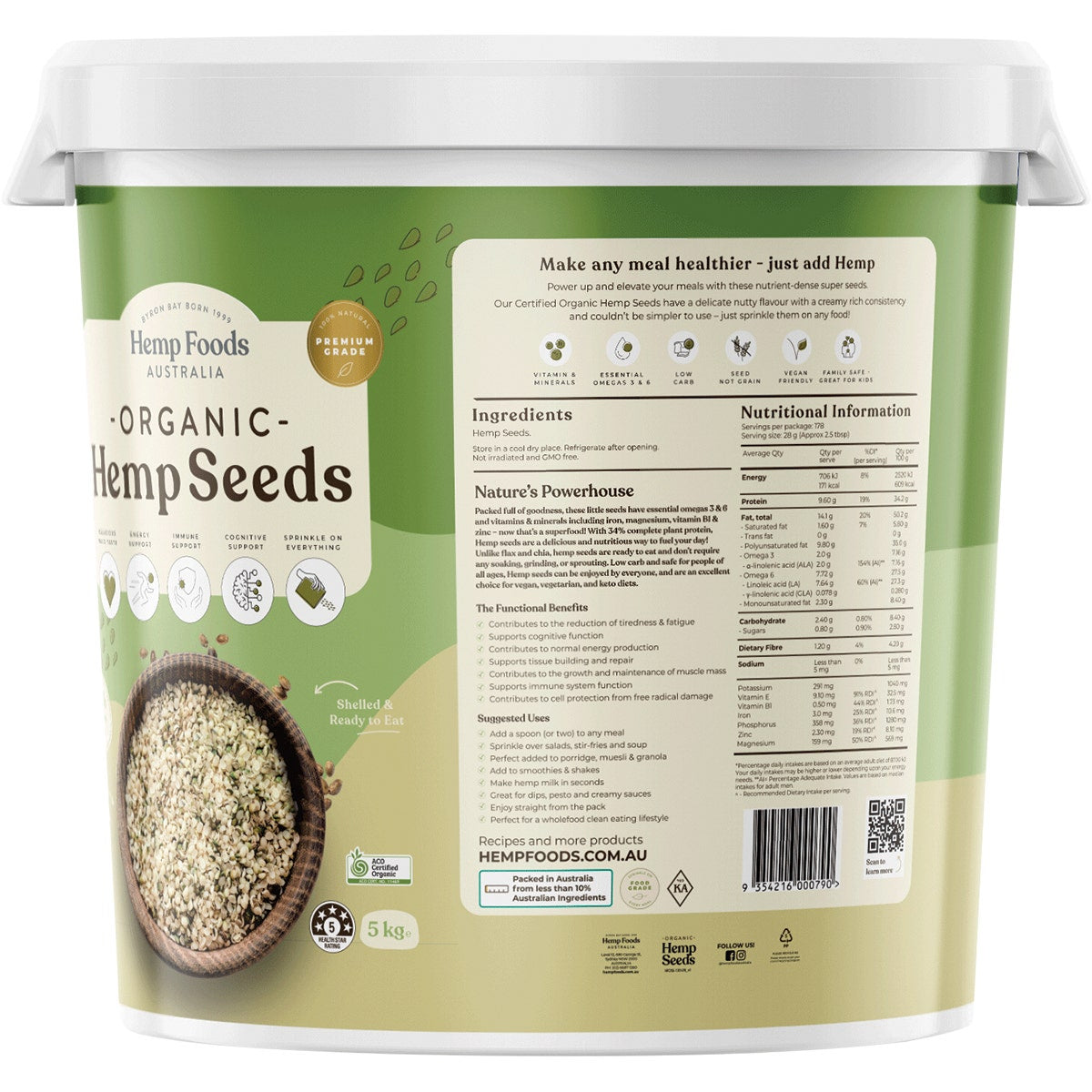 ESSENTIAL HEMP Organic Hemp Seeds Hulled 5kg