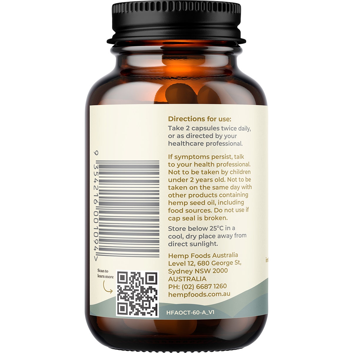 HEMP FOODS AUSTRALIA Pain Relief Capsules with Hemp Gold Seed Oil 60
