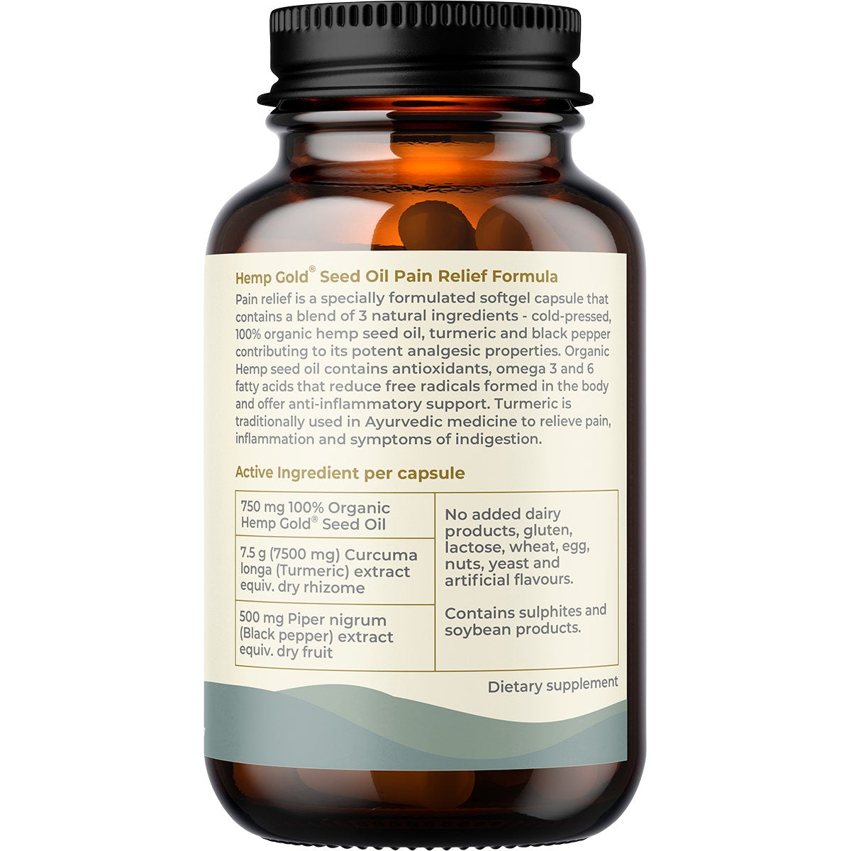 HEMP FOODS AUSTRALIA Pain Relief Capsules with Hemp Gold Seed Oil 60
