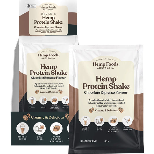 Hemp Foods Australia Hemp Protein Shake Chocolate Espresso Sachet 35g(Pack of 7)