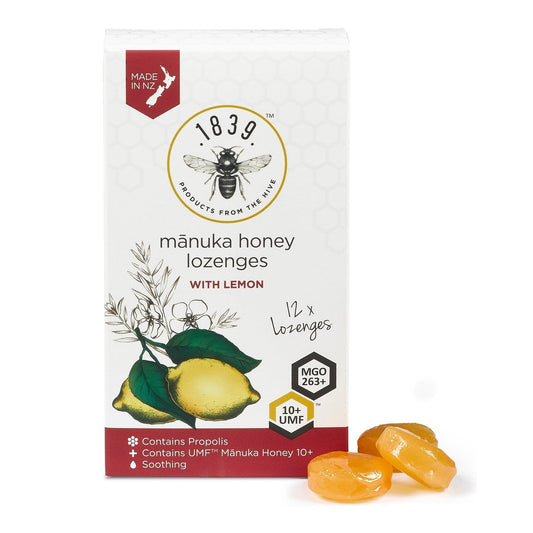 1839 Honey UMF 10+ Lemon Lozenges 12 Pack