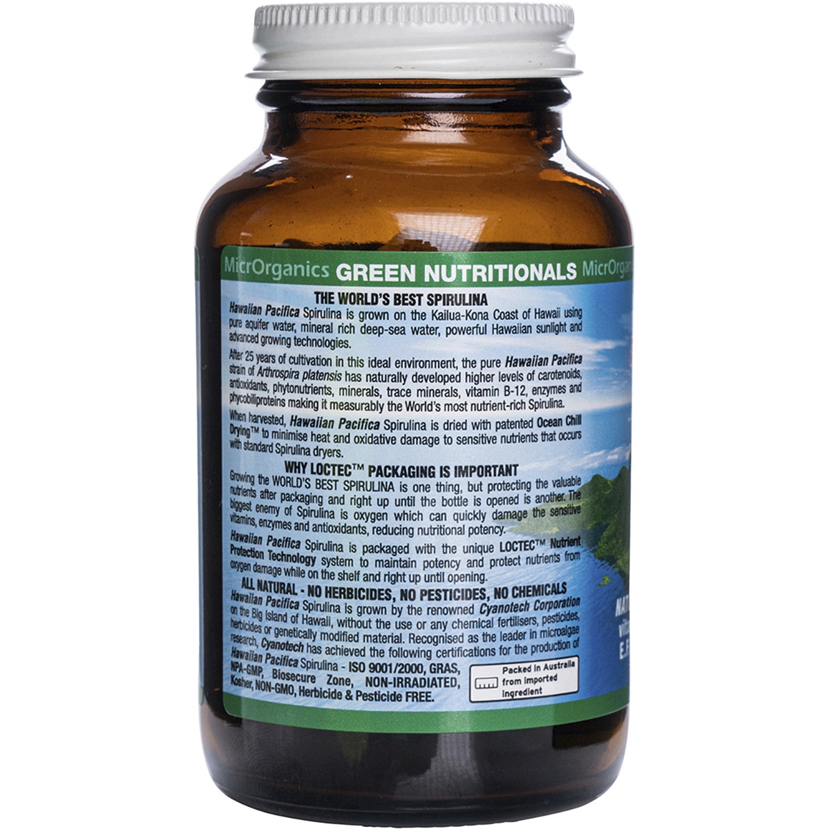 GREEN NUTRITIONALS Hawaiian Pacifica Spirulina Tablets (500mg) 200