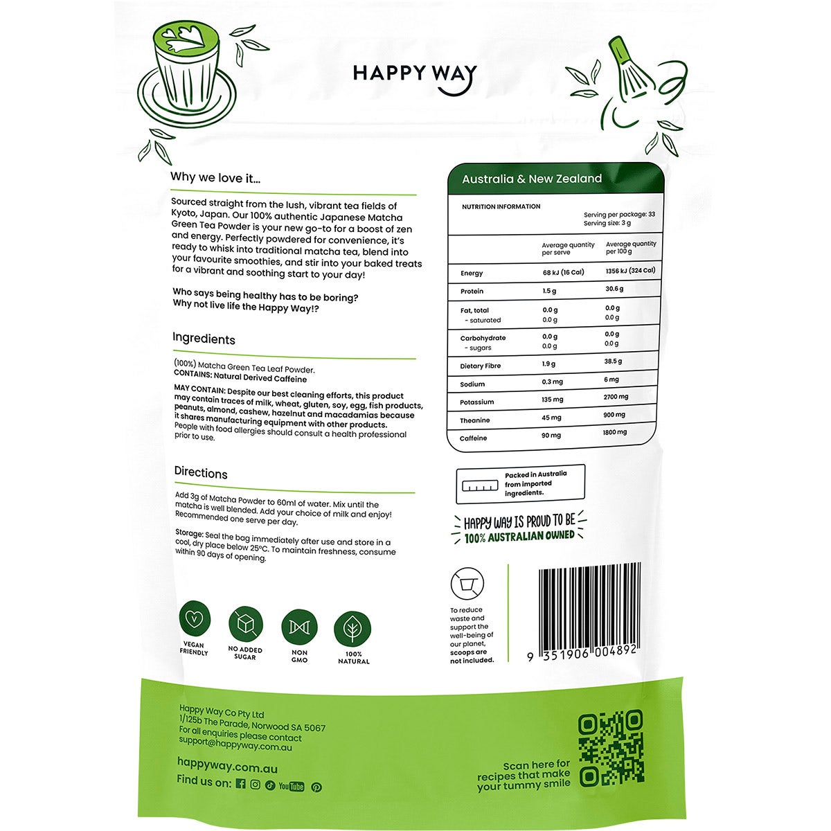 Happy Way Matcha Green Tea Powder 100g