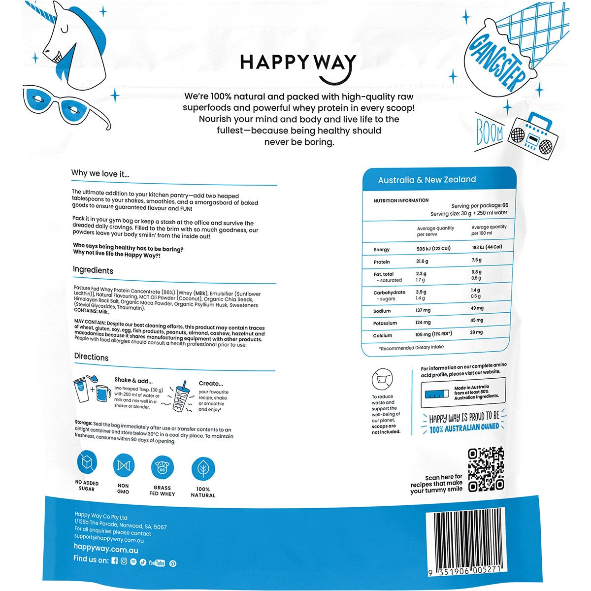 Happy Way Whey Protein Powder Vanilla 2kg