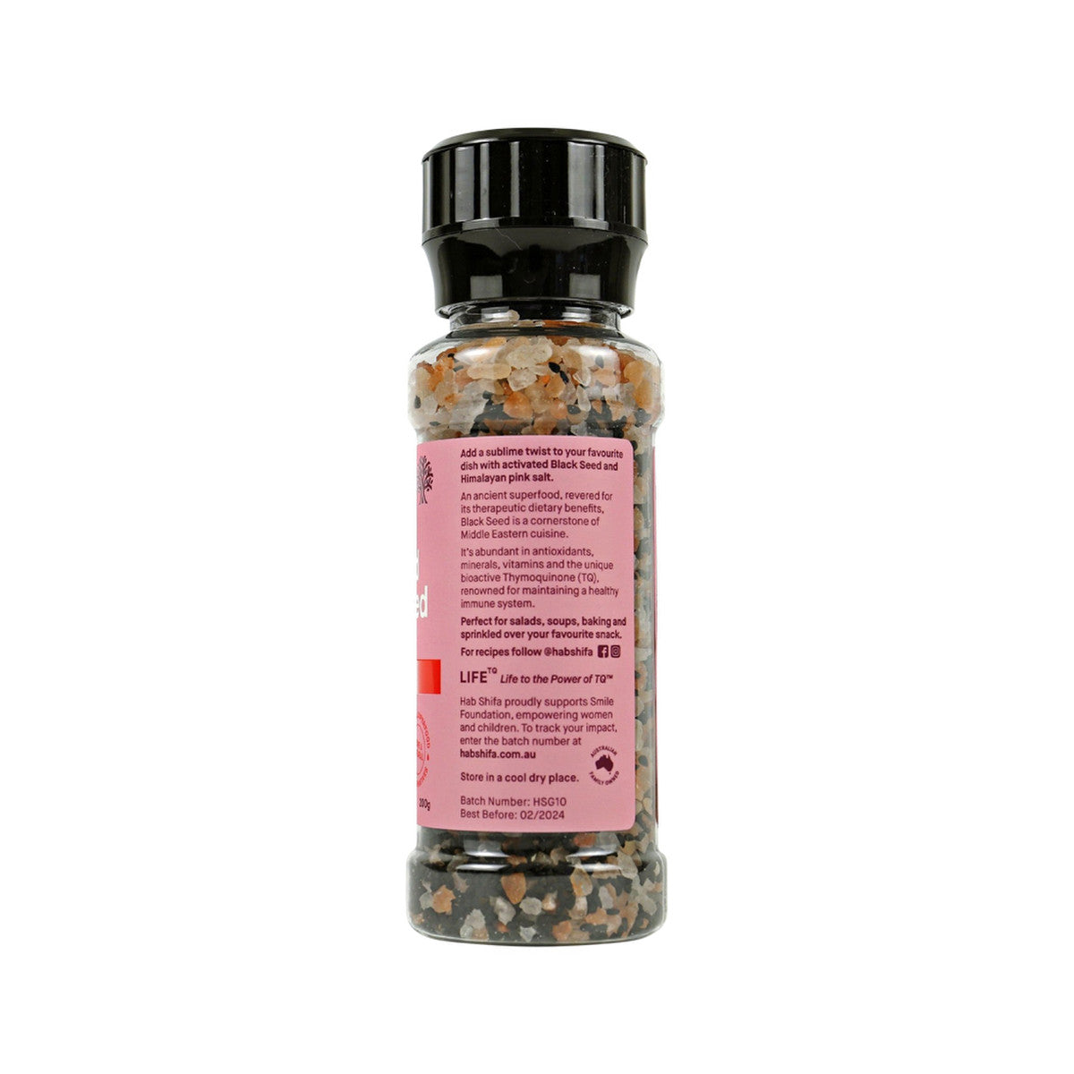 Hab Shifa Organic Activated Black Seed with Himalayan Salt Grinder 200g