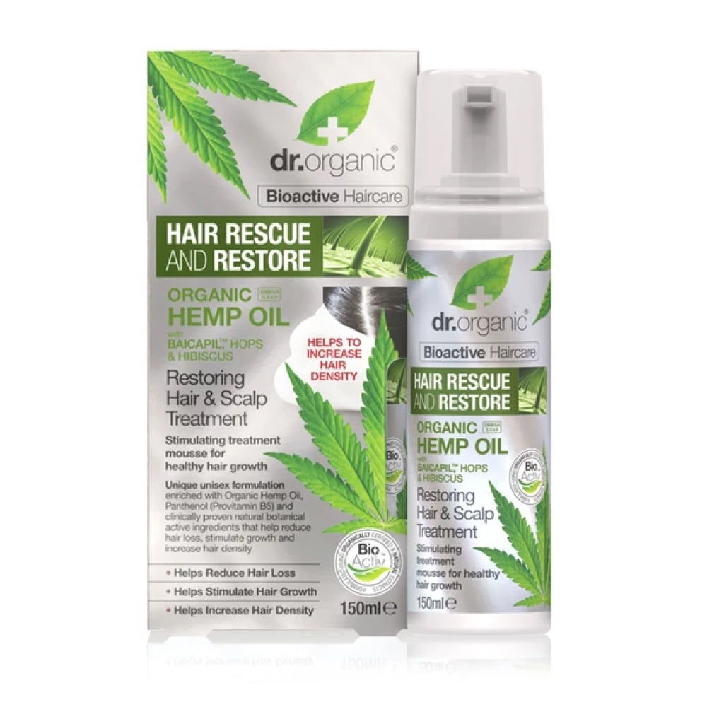 DR ORGANIC Hair & Scalp Treatment Restoring Organic Hemp Oil 150ml
