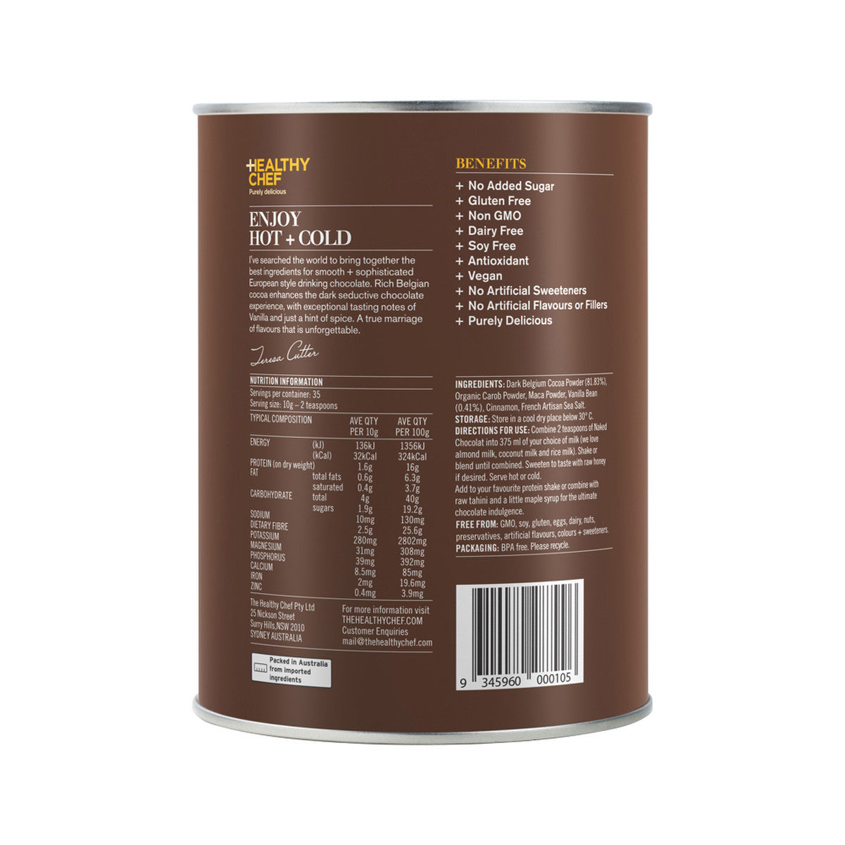 The Healthy Chef Naked Chocolat Dark 350g