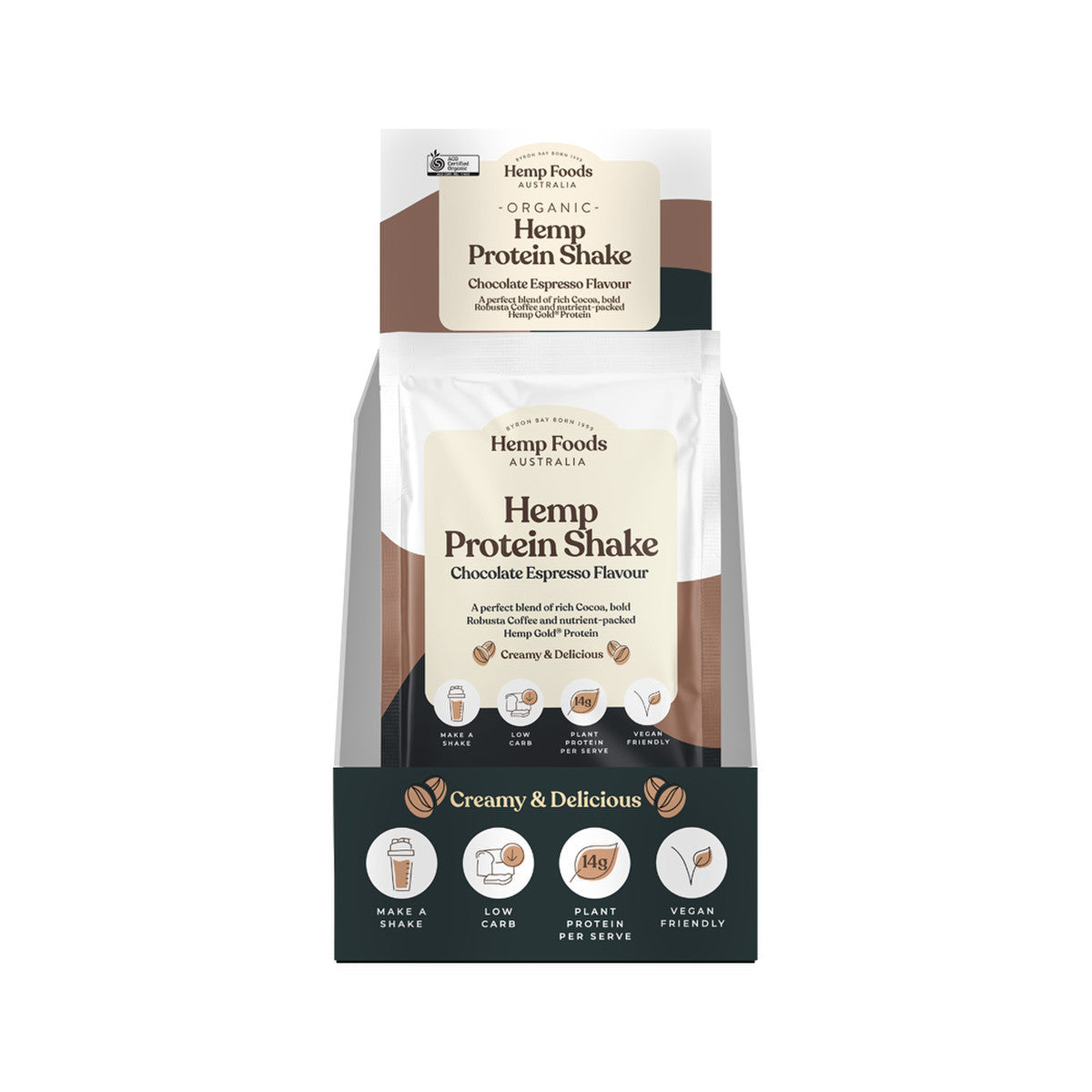 Hemp Foods Australia Hemp Protein Shake Chocolate Espresso Sachet 35g(Pack of 7)