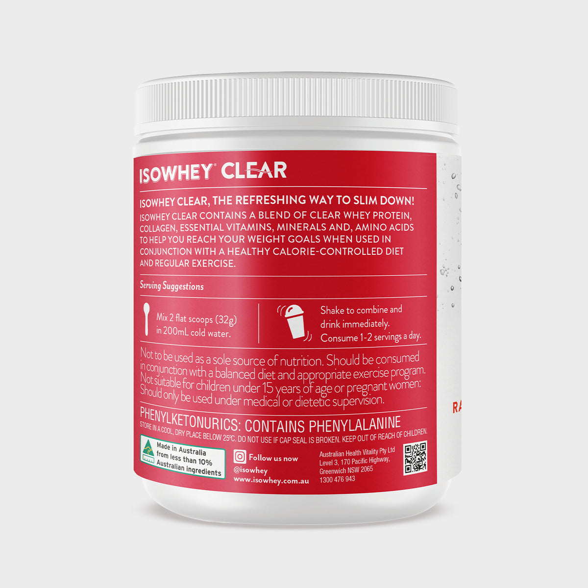 IsoWhey Clear Raspberry Cranberry 550g