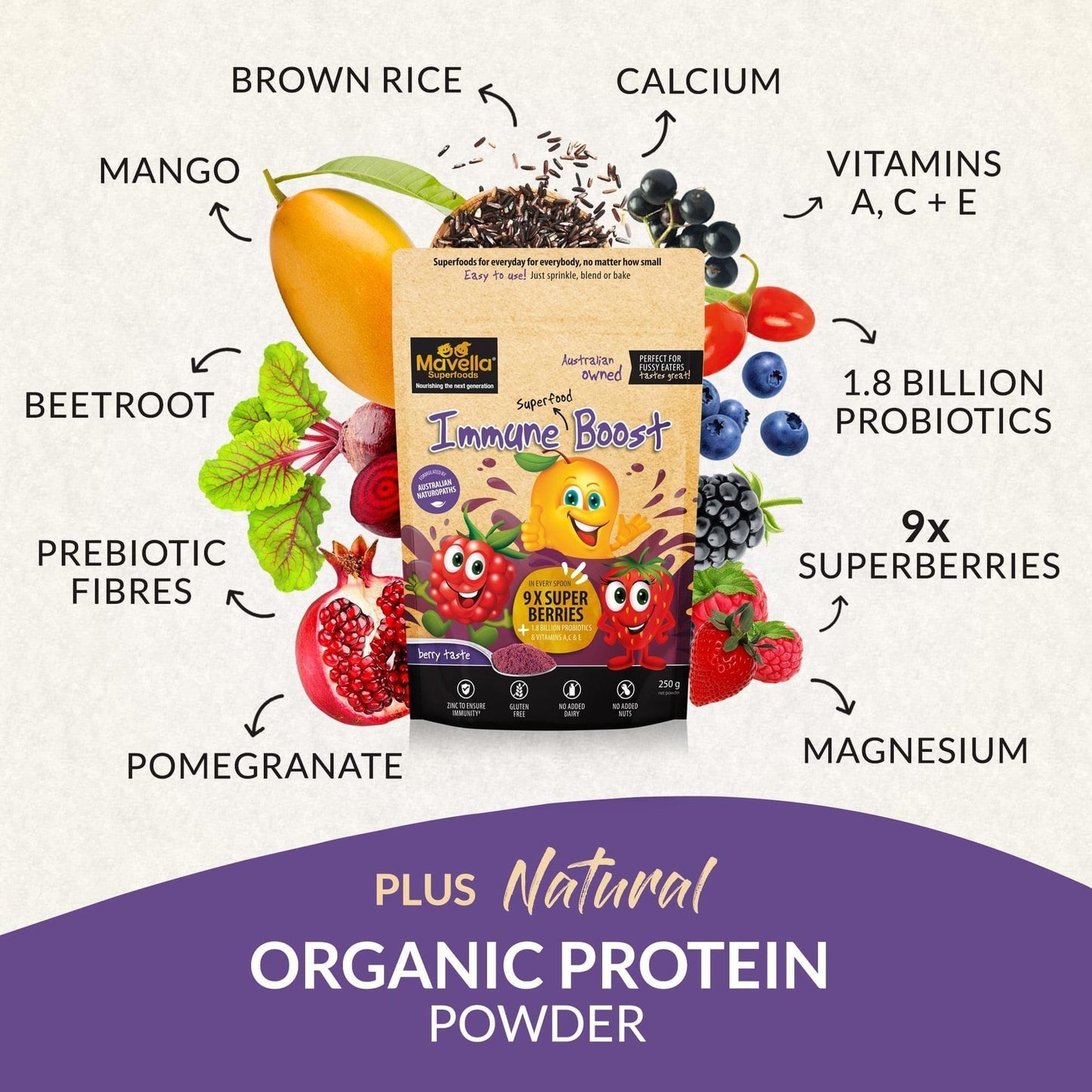 Mavella Superfoods Immune Superfood Smoothie Boost Berry 250g