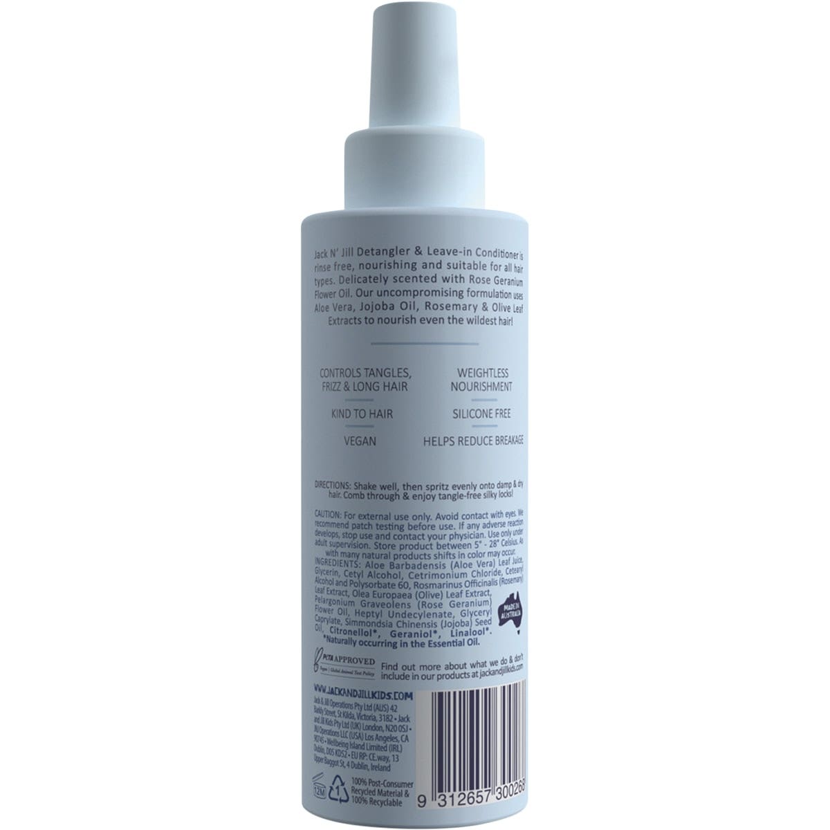 Jack N' Jill Detangler & Leave In Conditioner Rose & Geranium 200ml