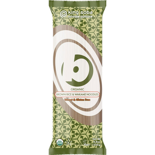KING SOBA Organic Brown Rice & Wakame Noodles 250g