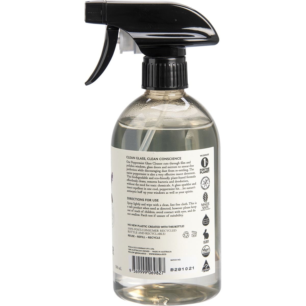 KOALA ECO Glass Cleaner Peppermint Essential Oil 500ml