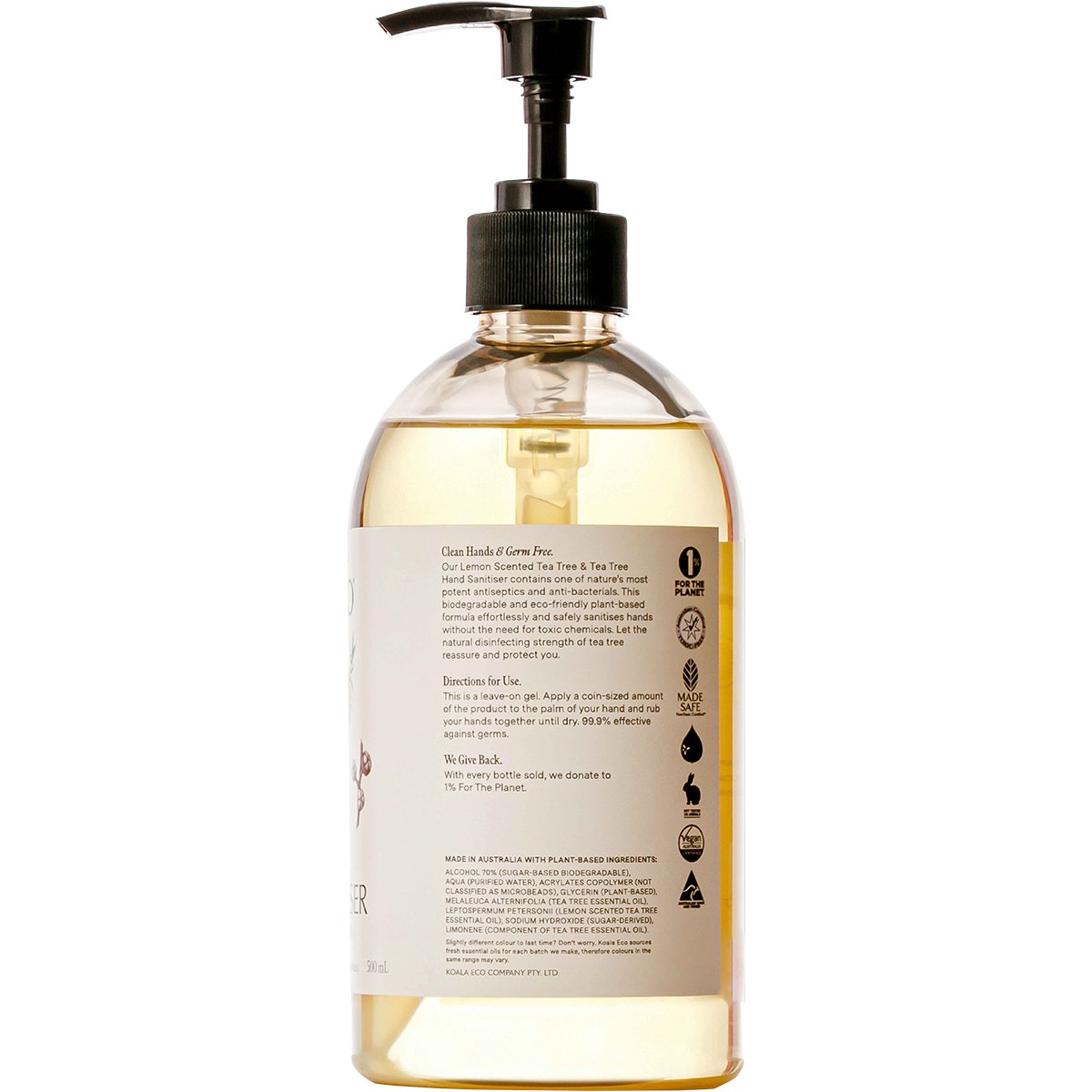 KOALA ECO Natural Hand Sanitiser Tea Tree Leaf Essential Oil 500ml