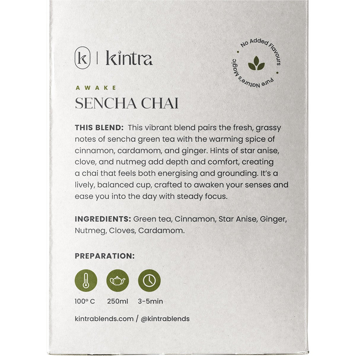 Kintra Foods Herbal Tea Bags Sencha Chai 28pk