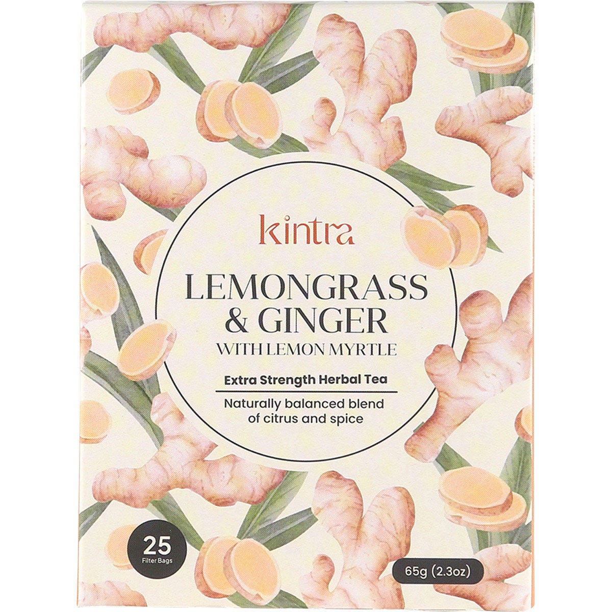 KINTRA FOODS Herbal Tea Bags Lemongrass & Ginger W/Lemon Myrtle 25