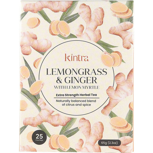KINTRA FOODS Herbal Tea Bags Lemongrass & Ginger W/Lemon Myrtle 25