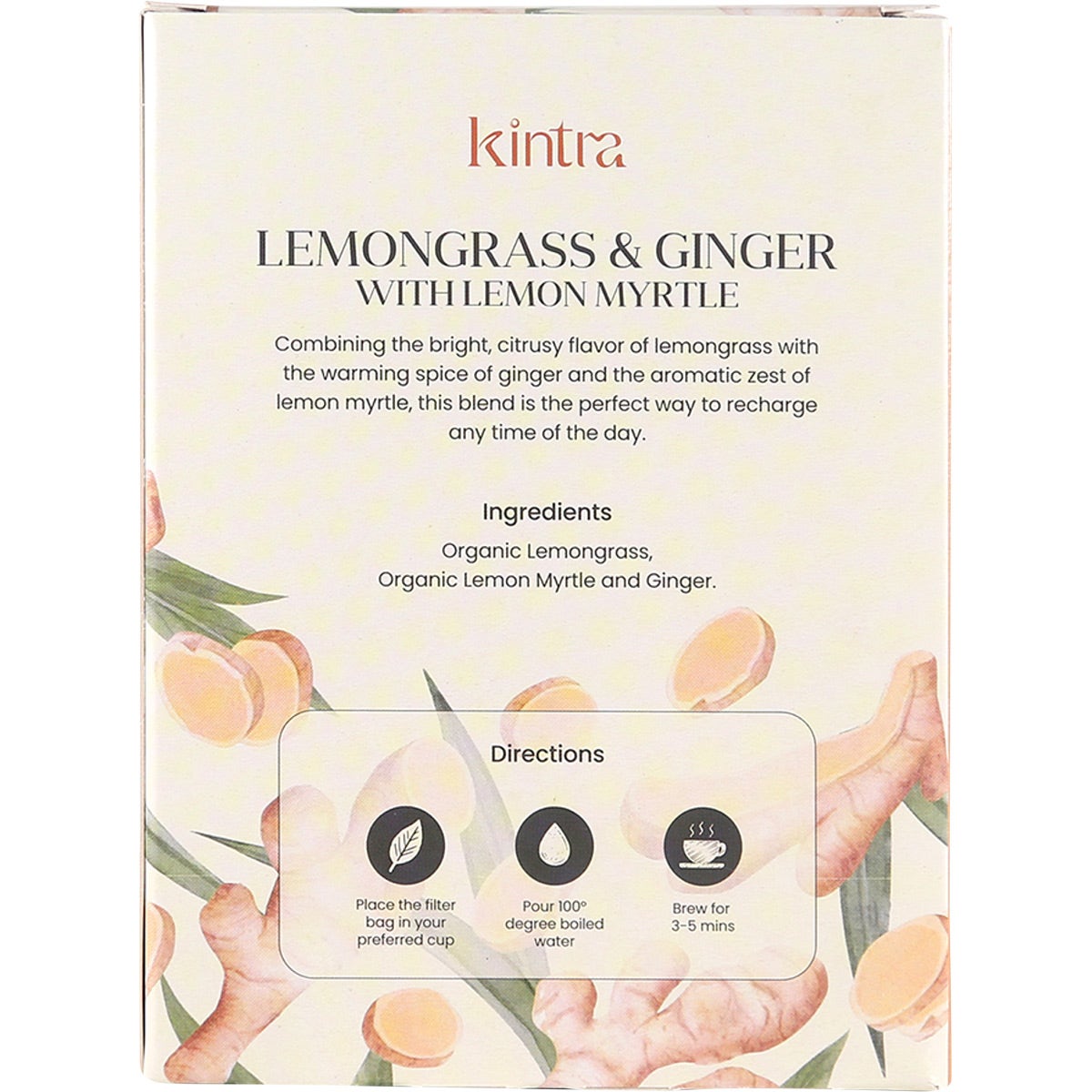 KINTRA FOODS Herbal Tea Bags Lemongrass & Ginger W/Lemon Myrtle 25