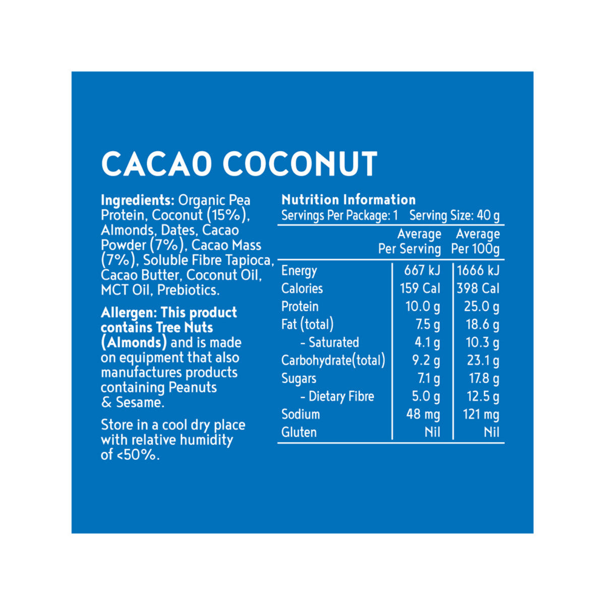 Kuranda Wholefoods Protein Ball Cacao Coconut 40g(Pack of 12)