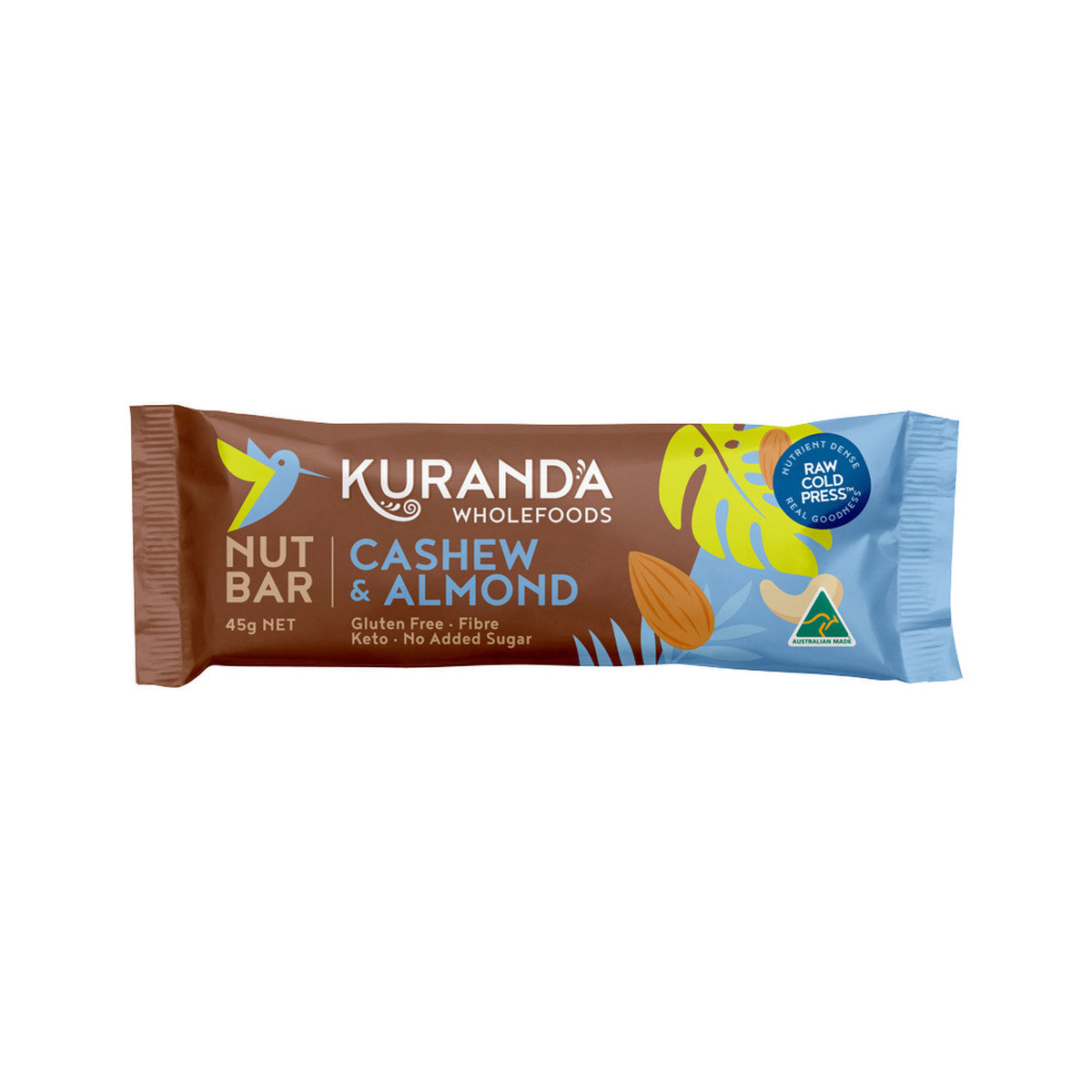 Kuranda Wholefoods Gluten Free Nut Bars Cashew & Almond 45g(Pack of 16)