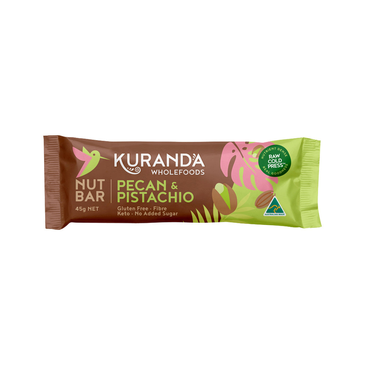 Kuranda Wholefoods Gluten Free Nut Bars Pecan & Pistachio 45g(Pack of 16)