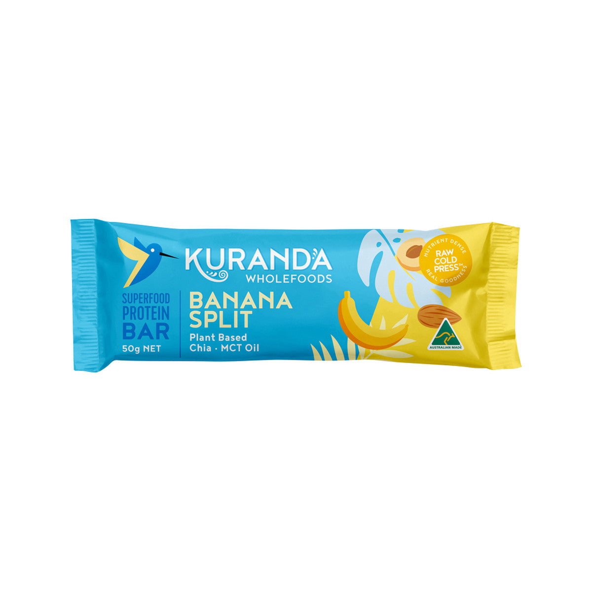Kuranda Wholefoods Gluten Free Protein Bars Banana Split 50g(Pack of 16)