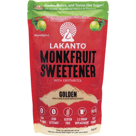 LAKANTO Golden - Monkfruit Sweetener Raw Cane Sugar Replacement 500g