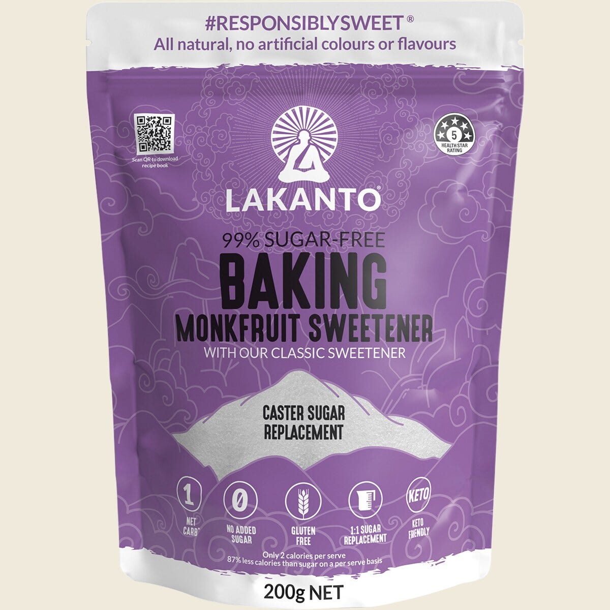 LAKANTO Baking Blend - Monkfruit Sweetener Caster Sugar Replacement 200g