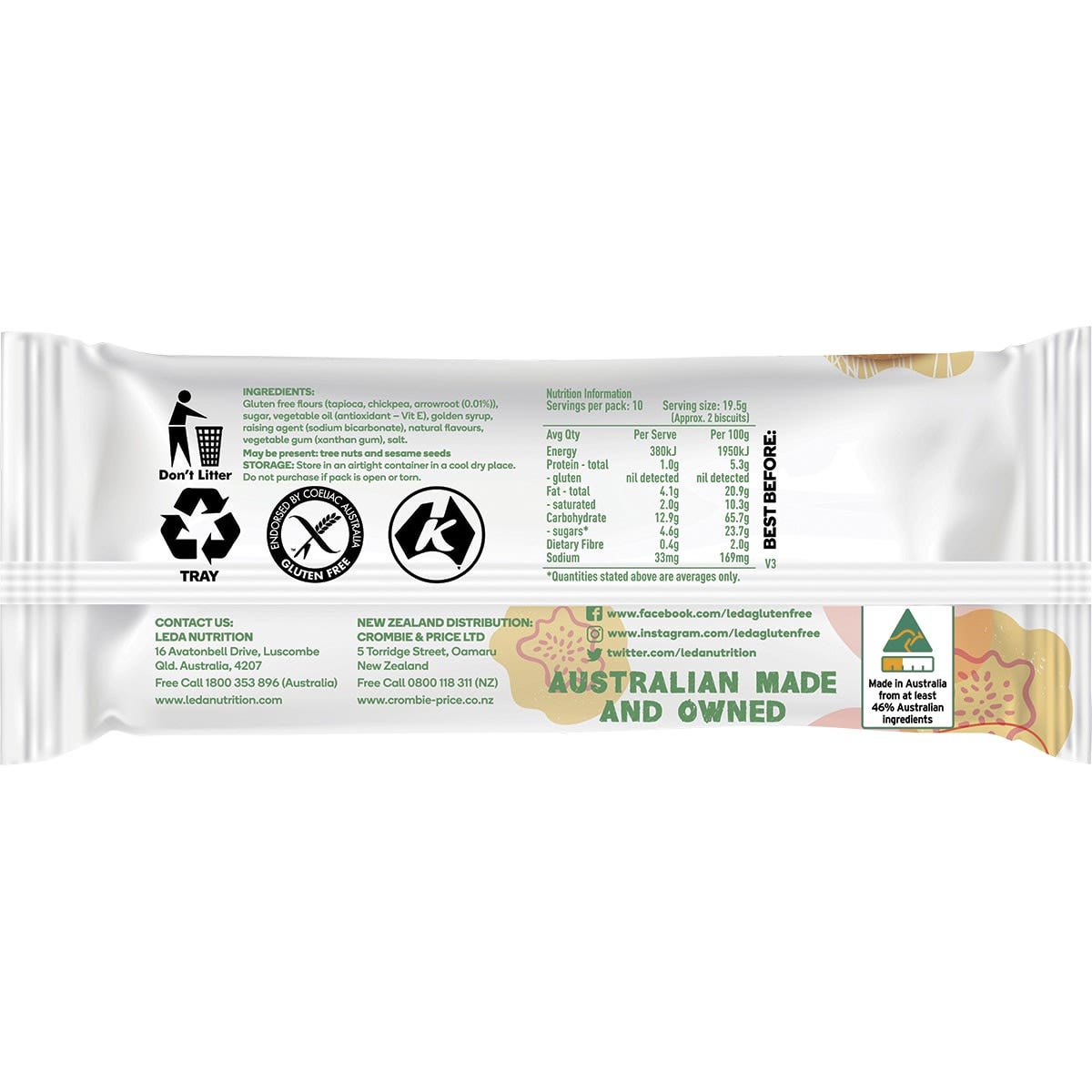 Leda Arrowroot Cookie 205g (Pack of 8)